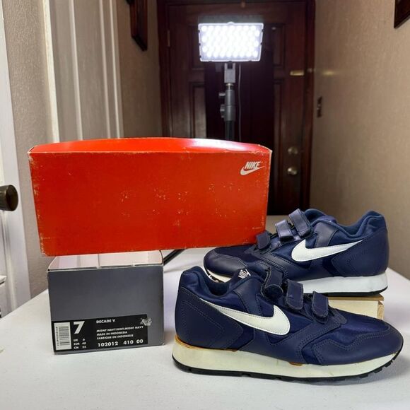 Vintage 90s Nike Decade V Midnight Navy Blue Heavens Gates 1995 Sneakers Sz 7 - Picture 1 of 14